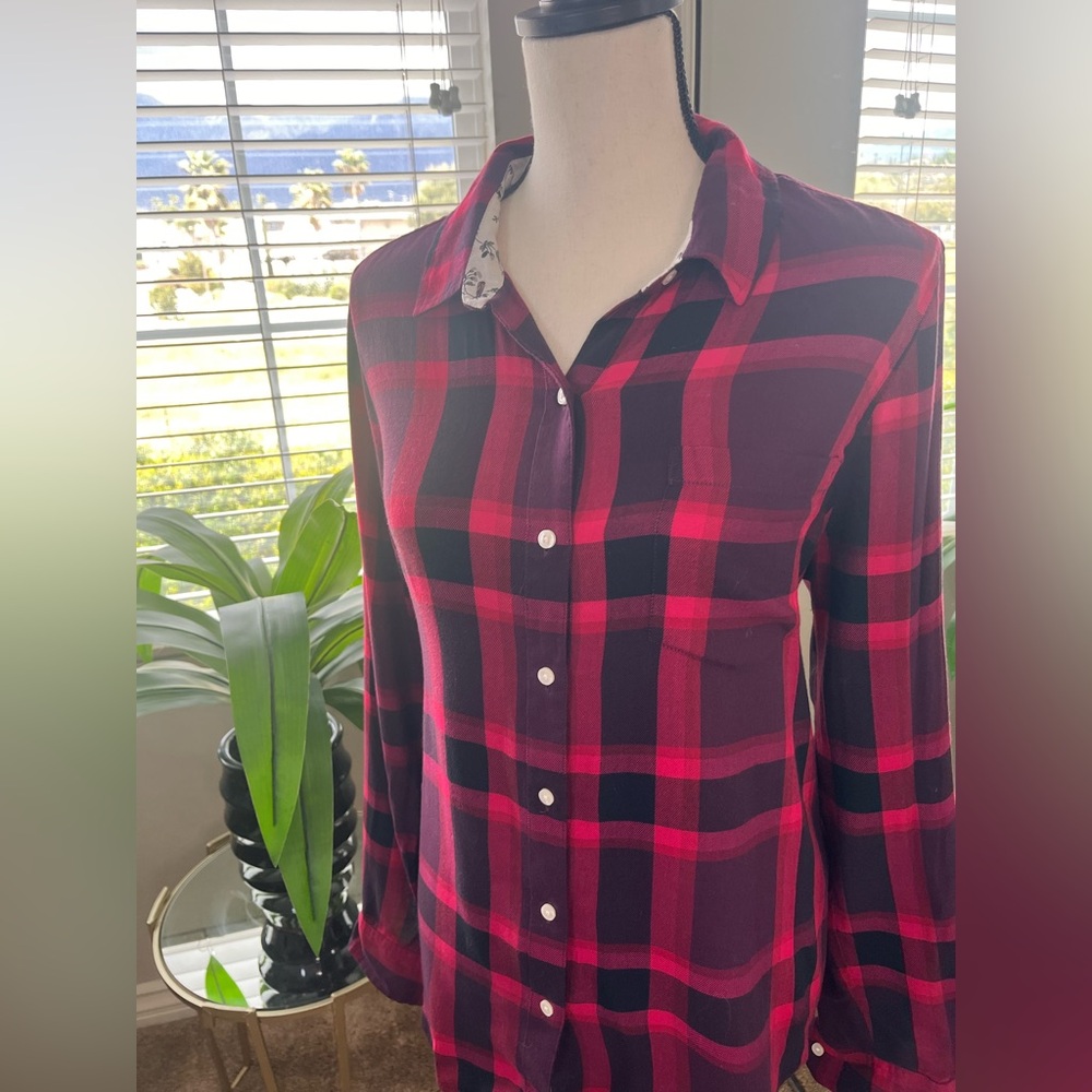 Lucky Brand Plaid Button Down Shirt Red S Large
